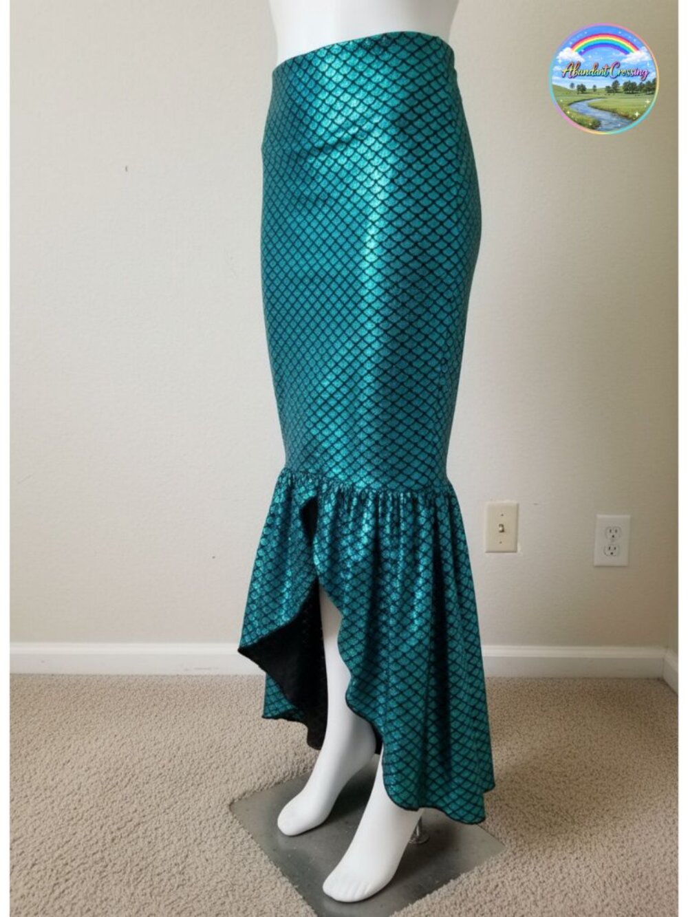 AOBUTE Women Mermaid Costume Shiny Maxi Skirt Halloween Cosplay Outfit